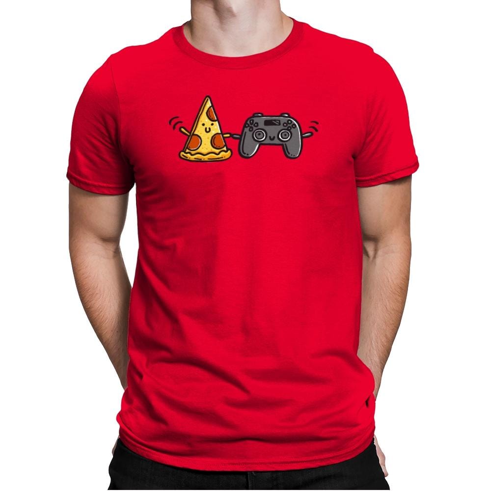 Pizza and Games - Mens Premium T-Shirts RIPT Apparel Small / Red