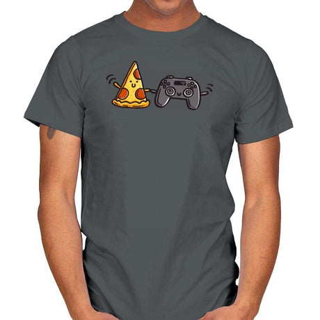 Pizza and Games - Mens T-Shirts RIPT Apparel Small / Charcoal