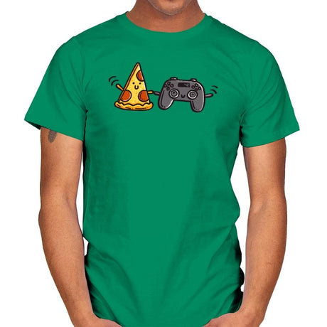 Pizza and Games - Mens T-Shirts RIPT Apparel Small / Kelly