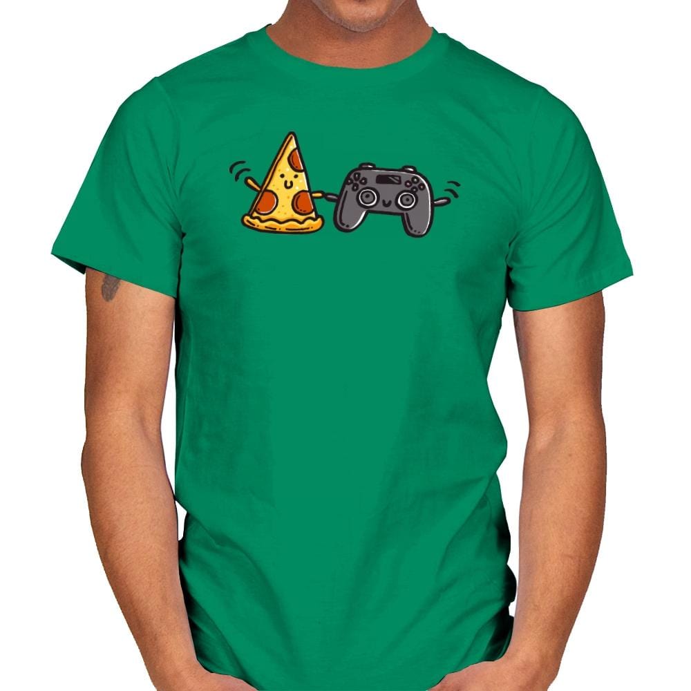 Pizza and Games - Mens T-Shirts RIPT Apparel Small / Kelly