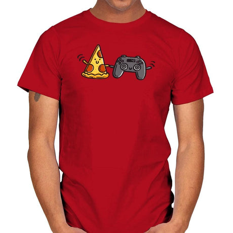 Pizza and Games - Mens T-Shirts RIPT Apparel Small / Red