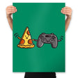 Pizza and Games - Prints Posters RIPT Apparel 18x24 / Kelly