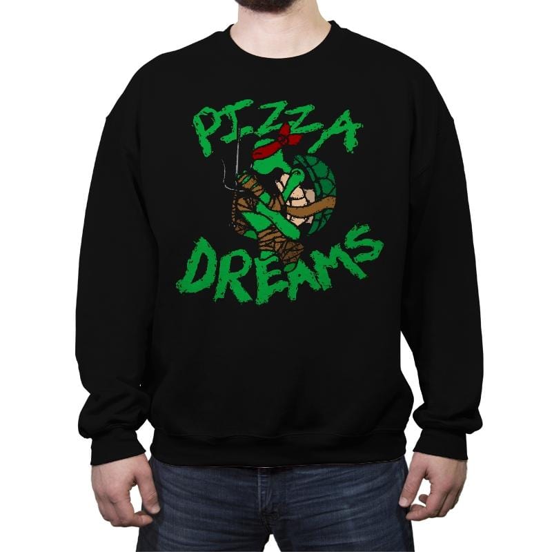 Pizza Dreams - Crew Neck Sweatshirt Crew Neck Sweatshirt RIPT Apparel Small / Black