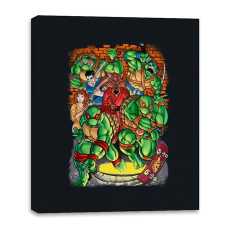 Pizza, Fights and Stories - Canvas Wraps Canvas Wraps RIPT Apparel 16x20 / Black