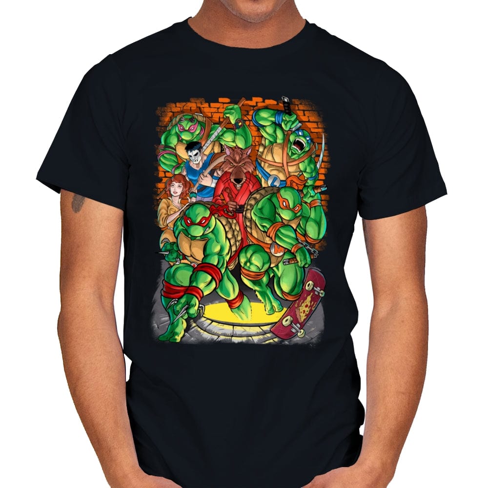 Pizza, Fights and Stories - Mens T-Shirts RIPT Apparel Small / Black
