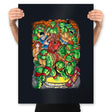 Pizza, Fights and Stories - Prints Posters RIPT Apparel 18x24 / Black