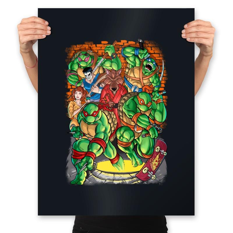Pizza, Fights and Stories - Prints Posters RIPT Apparel 18x24 / Black