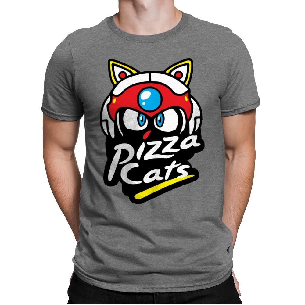 Pizza Kitties - Mens Premium T-Shirts RIPT Apparel Small / Heather Grey