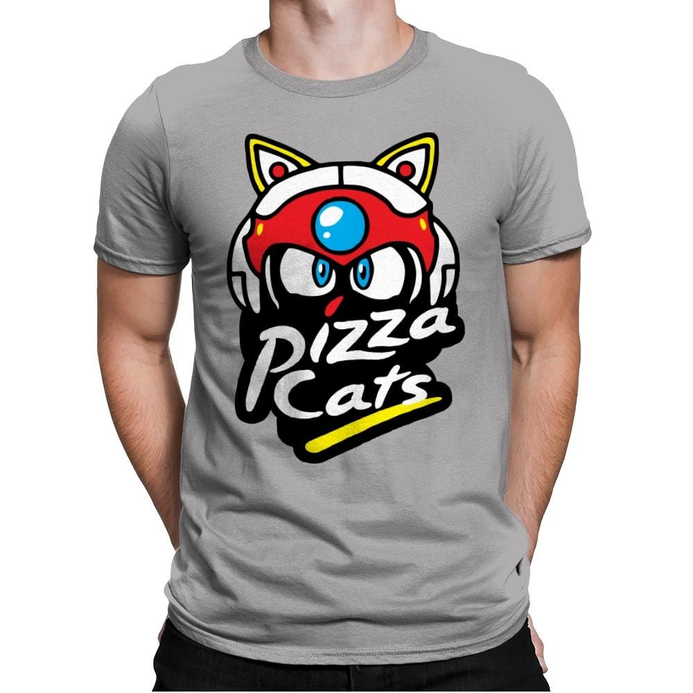 Pizza Kitties - Mens Premium T-Shirts RIPT Apparel Small / Light Grey