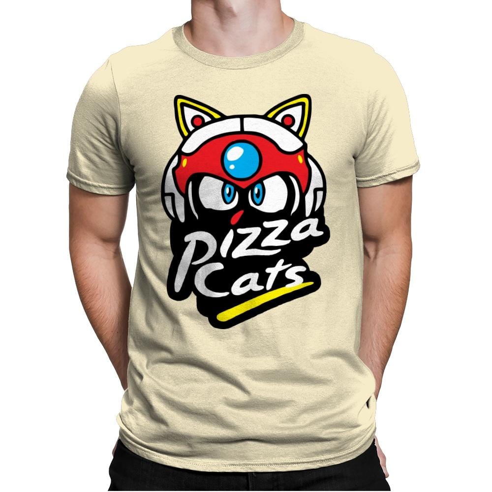 Pizza Kitties - Mens Premium T-Shirts RIPT Apparel Small / Natural