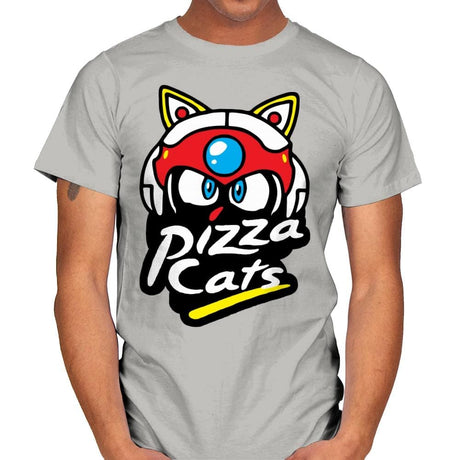 Pizza Kitties - Mens T-Shirts RIPT Apparel Small / Ice Grey