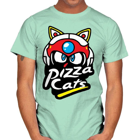 Pizza Kitties - Mens T-Shirts RIPT Apparel Small / Mint Green