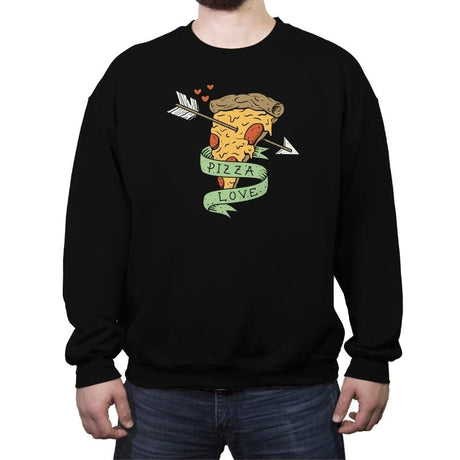 Pizza Love - Crew Neck Sweatshirt Crew Neck Sweatshirt RIPT Apparel Small / Black
