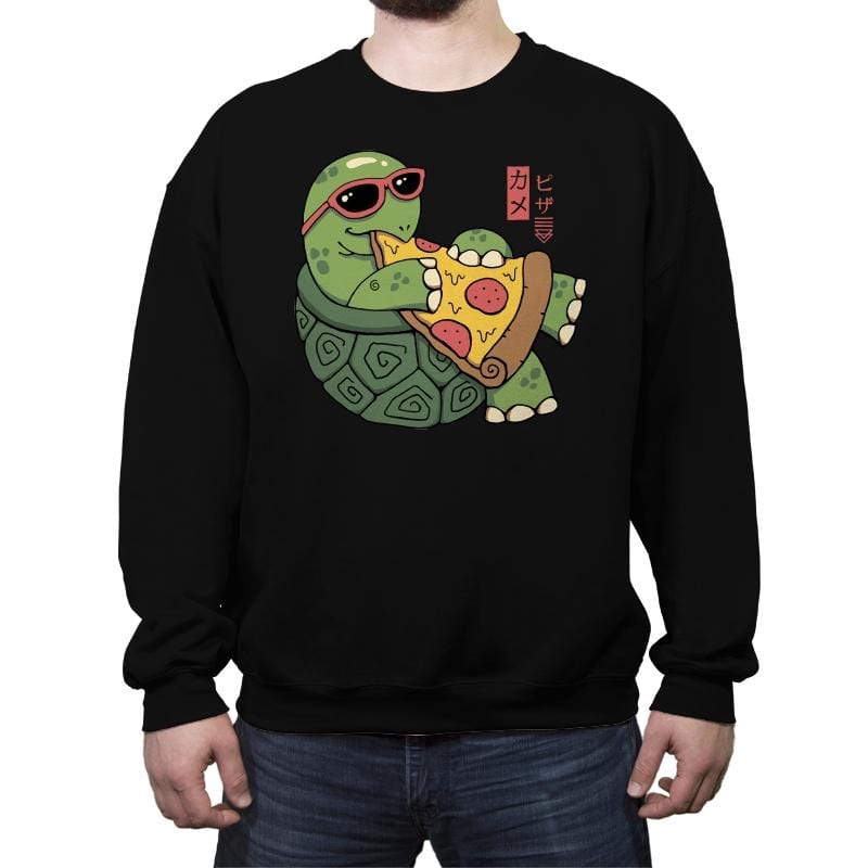 Pizza Turtle - Crew Neck Sweatshirt Crew Neck Sweatshirt RIPT Apparel Small / Black