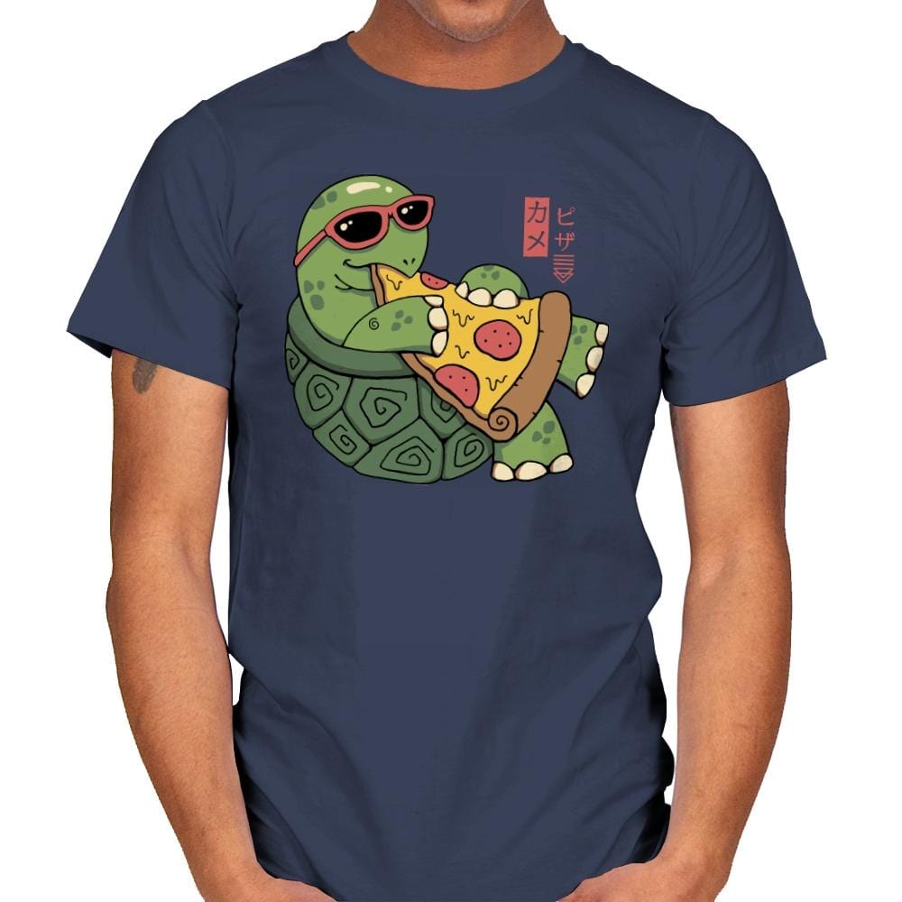 Pizza Turtle - Mens T-Shirts RIPT Apparel Small / Navy