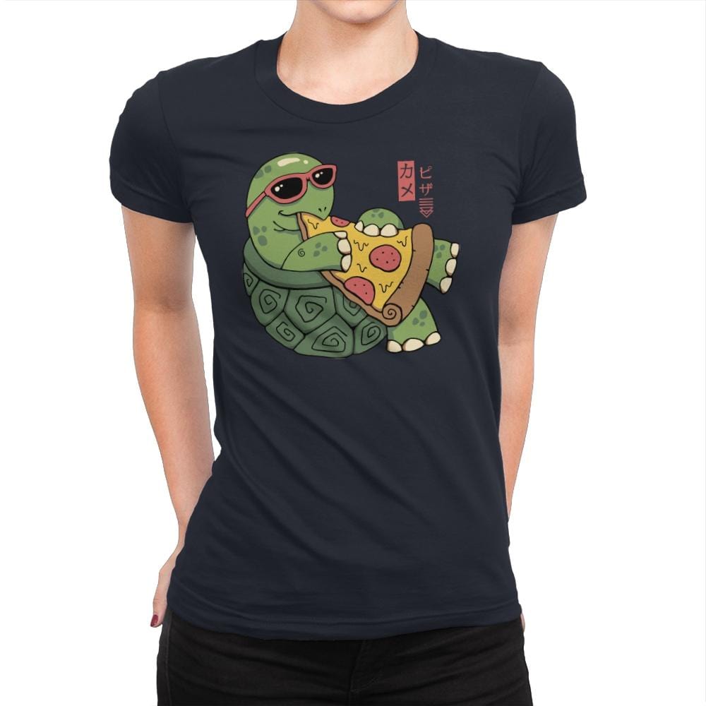 Pizza Turtle - Womens Premium T-Shirts RIPT Apparel Small / Midnight Navy