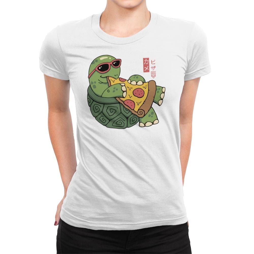 Pizza Turtle - Womens Premium T-Shirts RIPT Apparel Small / White