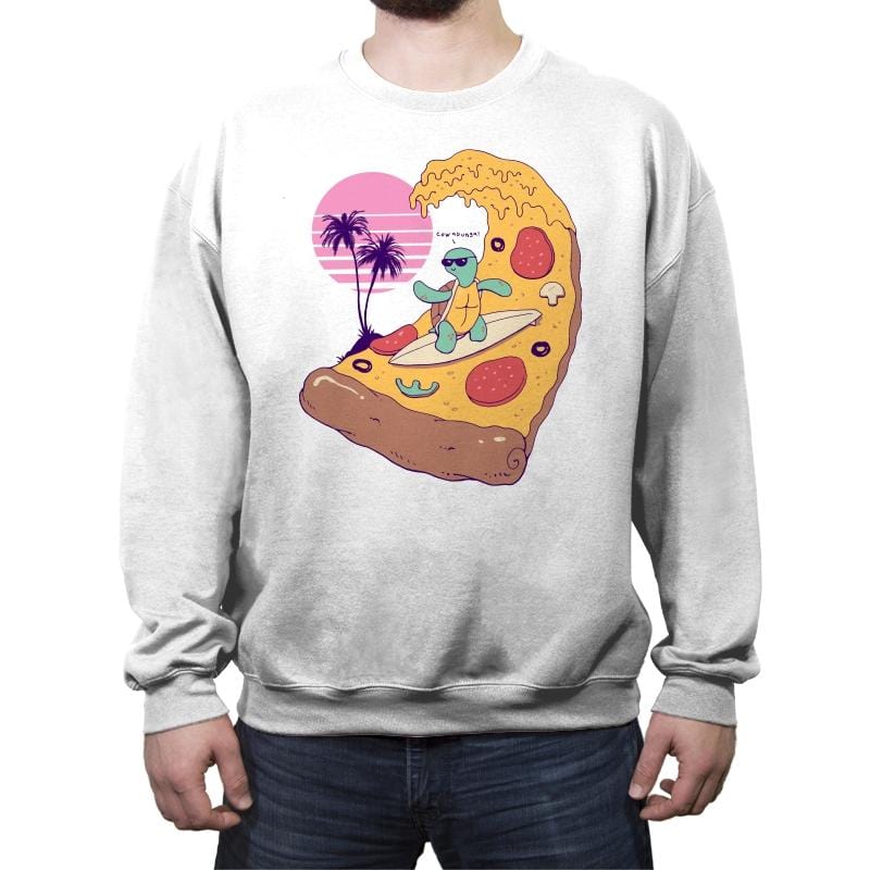 Pizza Wave - Crew Neck Sweatshirt Crew Neck Sweatshirt RIPT Apparel Small / White