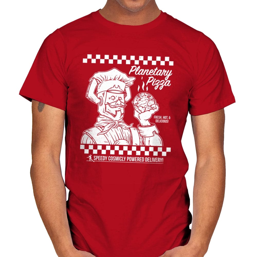 Planetary Pizza - Mens T-Shirts RIPT Apparel Small / Red