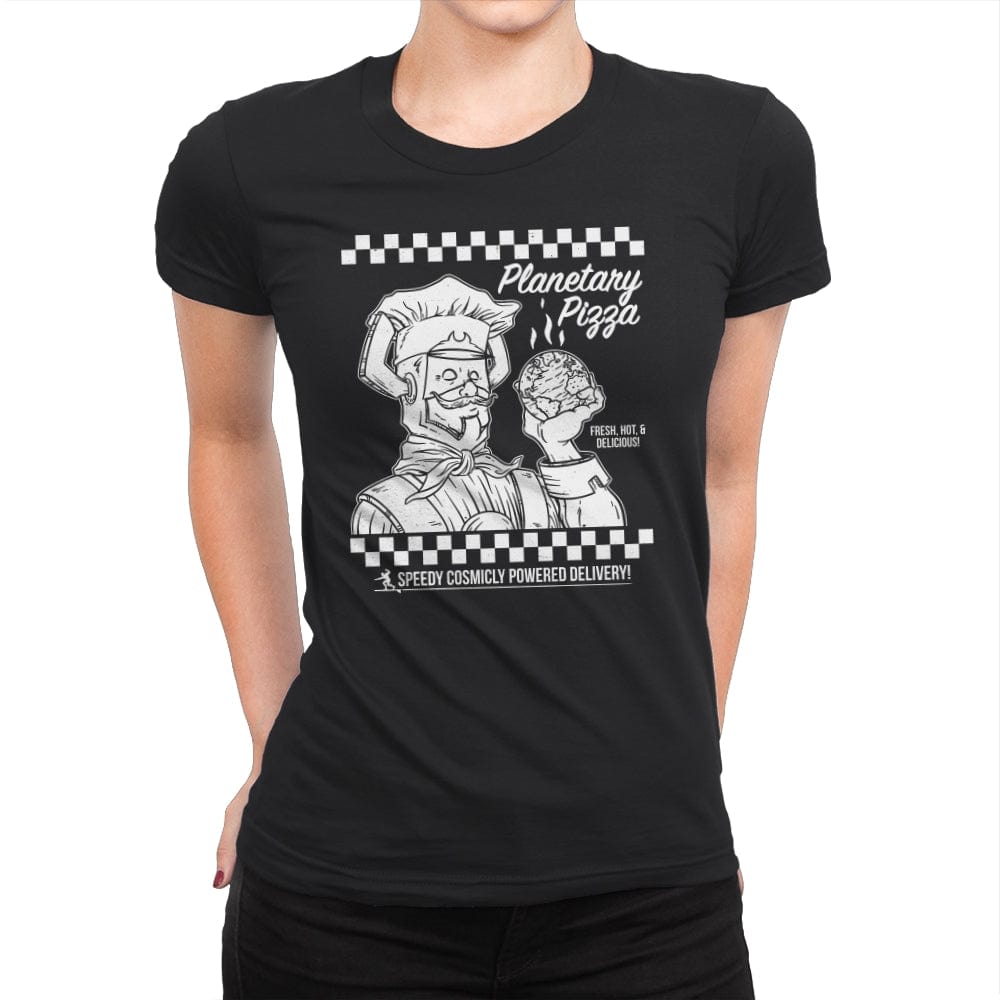 Planetary Pizza - Womens Premium T-Shirts RIPT Apparel Small / Black