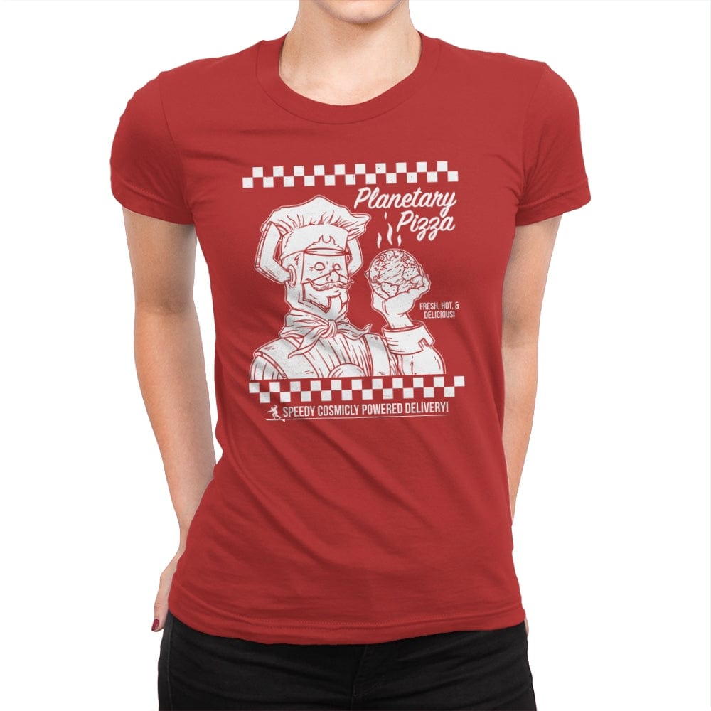 Planetary Pizza - Womens Premium T-Shirts RIPT Apparel Small / Red