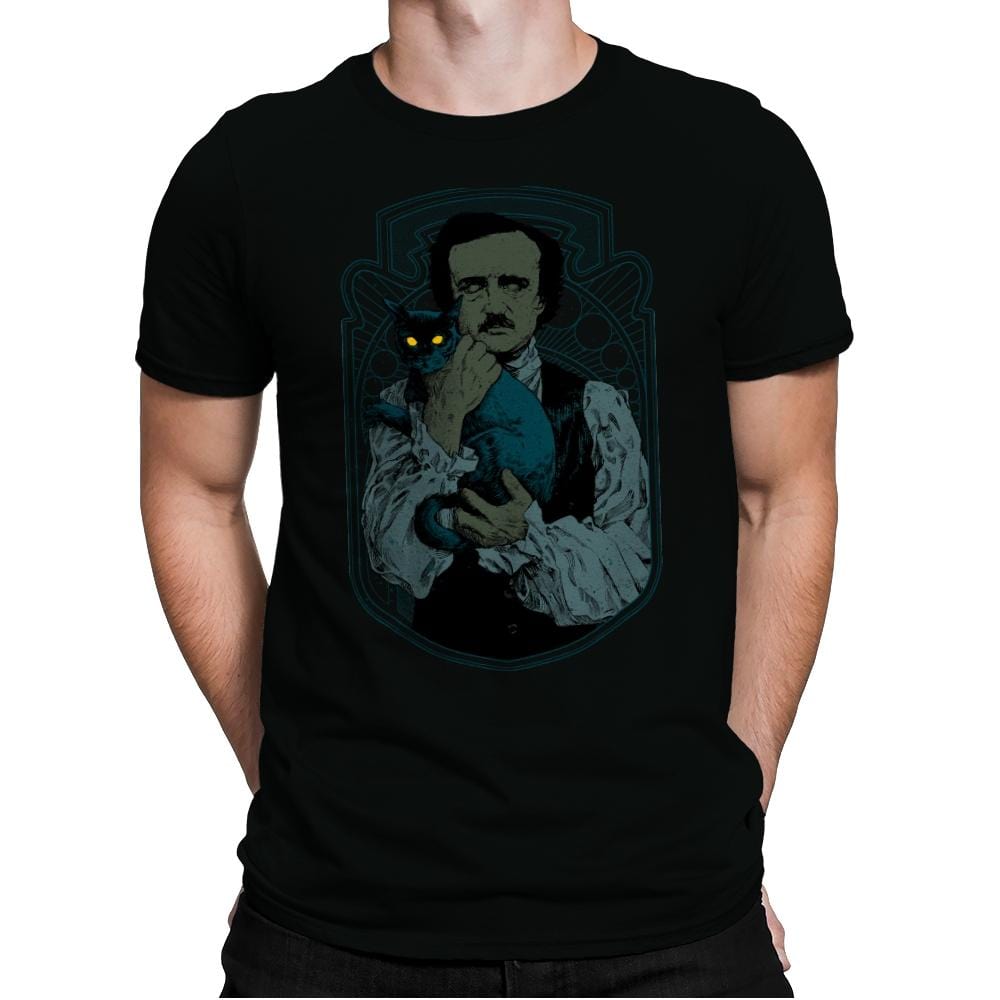 Poe and the Black Cat - Mens Premium T-Shirts RIPT Apparel Small / Black