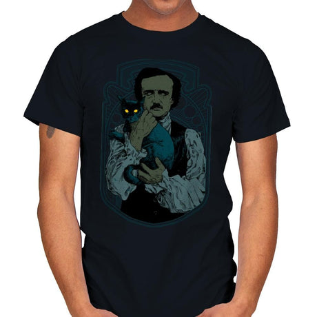 Poe and the Black Cat - Mens T-Shirts RIPT Apparel Small / Black