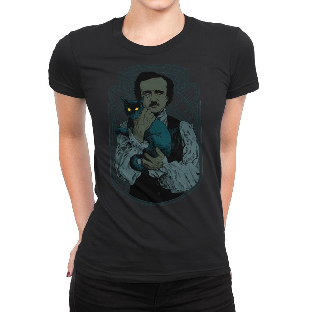 Poe and the Black Cat - Womens Premium T-Shirts RIPT Apparel Small / Black