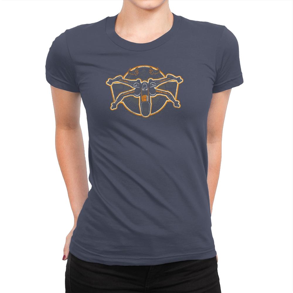 Poe's Flight School Exclusive - Womens Premium T-Shirts RIPT Apparel Small / Indigo
