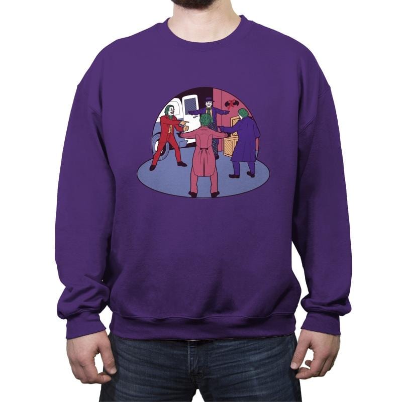 Poker of Jokers - Crew Neck Sweatshirt Crew Neck Sweatshirt RIPT Apparel Small / Purple