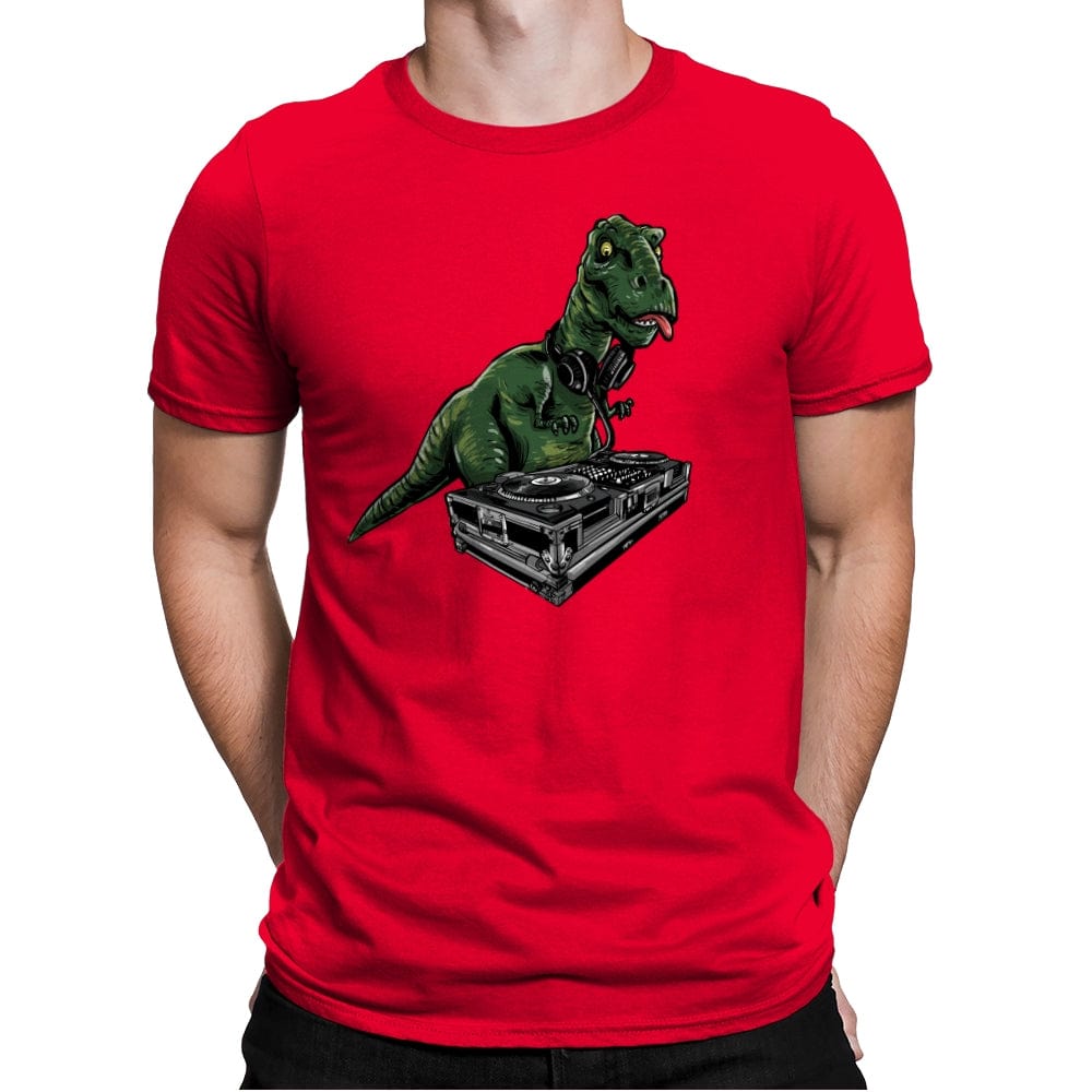 Poor T-Rex DJ - Mens Premium T-Shirts RIPT Apparel Small / Red
