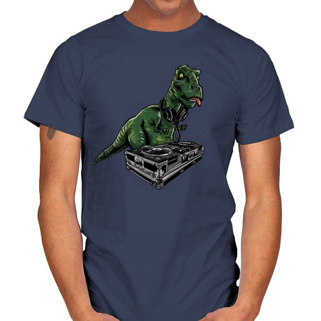 Poor T-Rex DJ - Mens T-Shirts RIPT Apparel Small / Navy