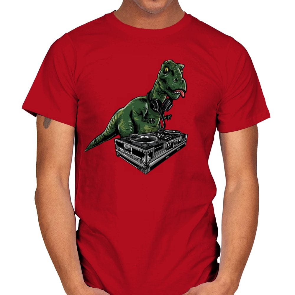 Poor T-Rex DJ - Mens T-Shirts RIPT Apparel Small / Red