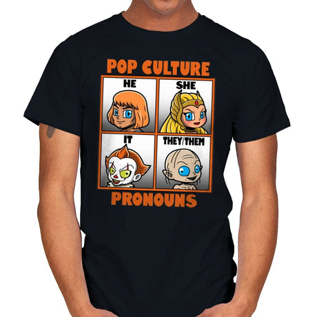 Pop Culture Pronouns - Mens T-Shirts RIPT Apparel Small / Black