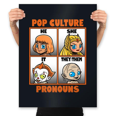 Pop Culture Pronouns - Prints Posters RIPT Apparel 18x24 / Black