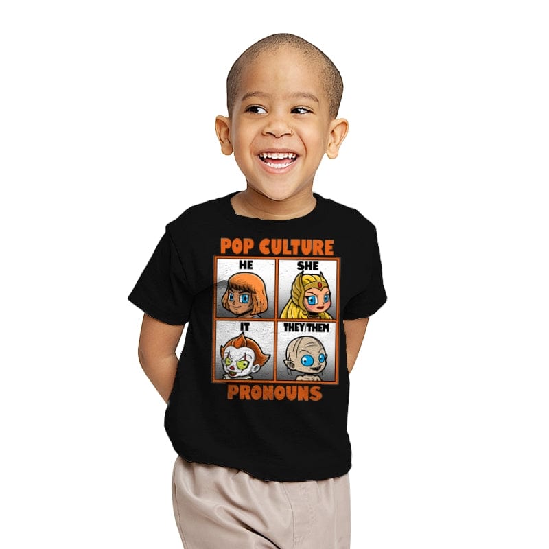 Pop Culture Pronouns - Youth T-Shirts RIPT Apparel X-small / Black