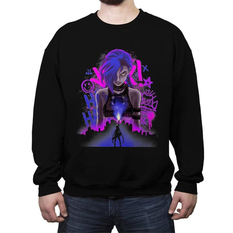 Pow-Pow was Here - Crew Neck Sweatshirt Crew Neck Sweatshirt RIPT Apparel Small / Black