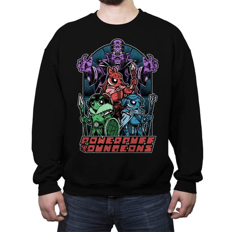 Power Girls Dungeons - Cool RPG Animation - Crew Neck Sweatshirt Crew Neck Sweatshirt RIPT Apparel Small / Black