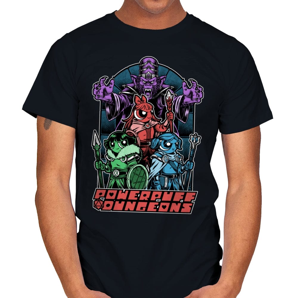 Power Girls Dungeons - Cool RPG Animation - Mens T-Shirts RIPT Apparel Small / Black