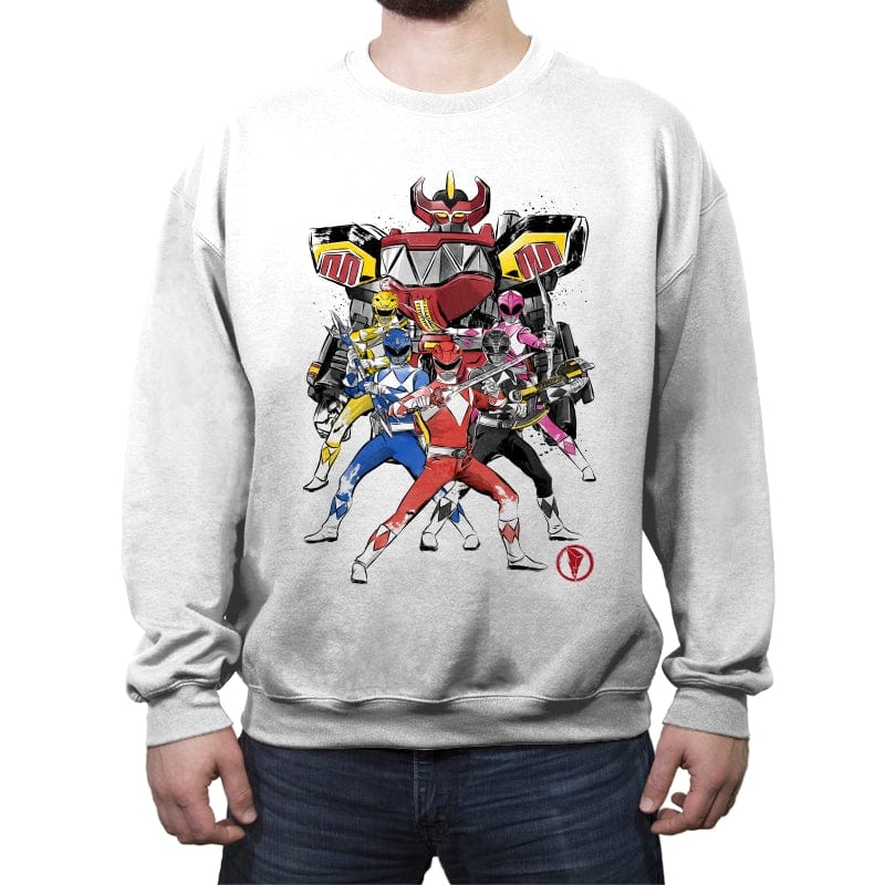 Power Rangers Sumi-e - Crew Neck Sweatshirt Crew Neck Sweatshirt RIPT Apparel Small / White