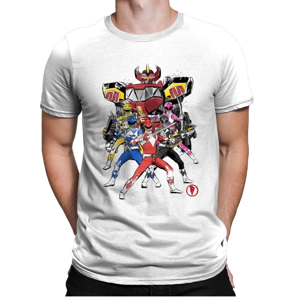Power Rangers Sumi-e - Mens Premium T-Shirts RIPT Apparel Small / White