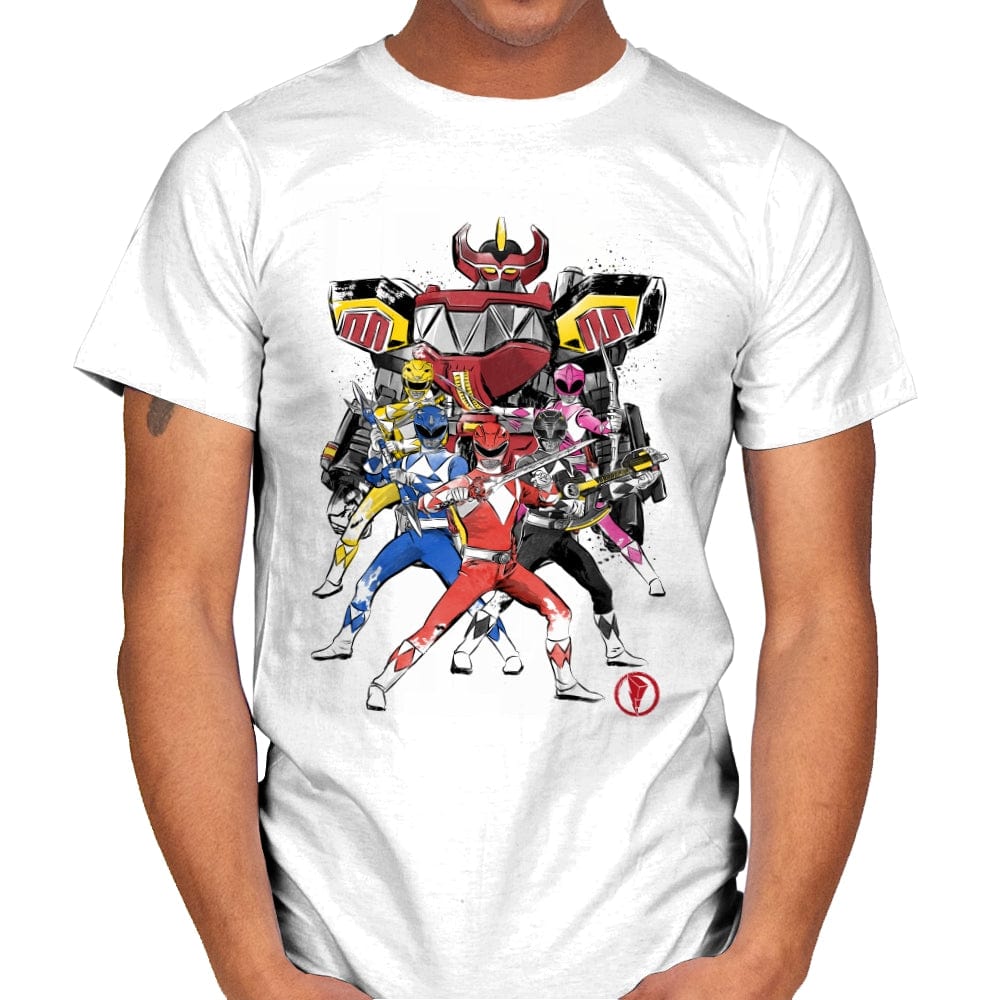 Power Rangers Sumi-e - Mens T-Shirts RIPT Apparel Small / White