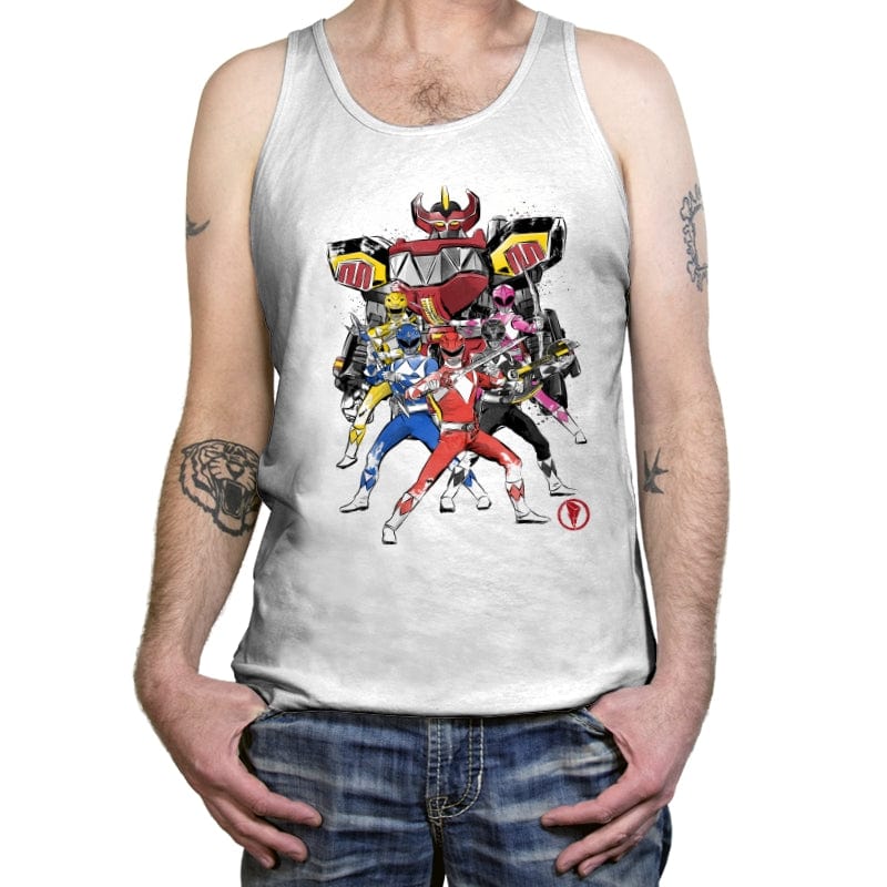 Power Rangers Sumi-e - Tanktop Tanktop RIPT Apparel X-Small / White