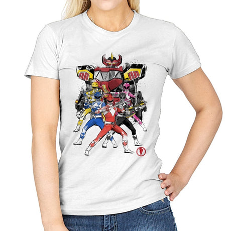 Power Rangers Sumi-e - Womens T-Shirts RIPT Apparel Small / White