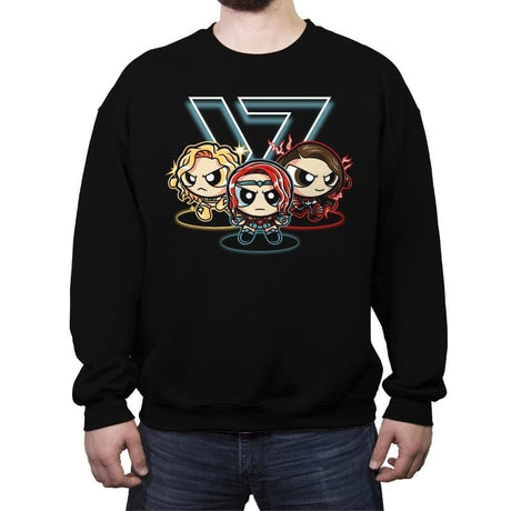 Power Supes Girls - Crew Neck Sweatshirt Crew Neck Sweatshirt RIPT Apparel Small / Black