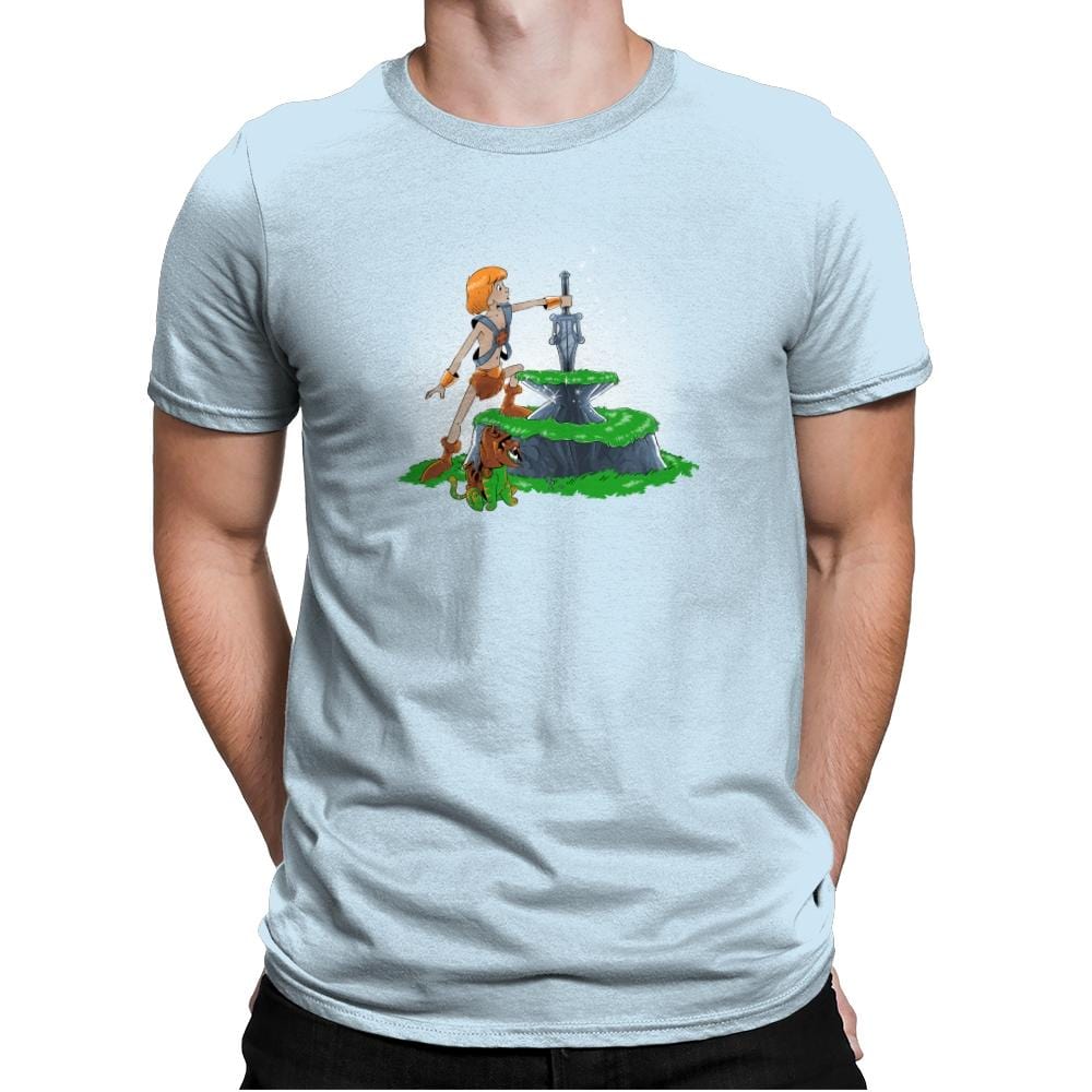 Power Sword and the Stone Exclusive - Mens Premium T-Shirts RIPT Apparel Small / Light Blue