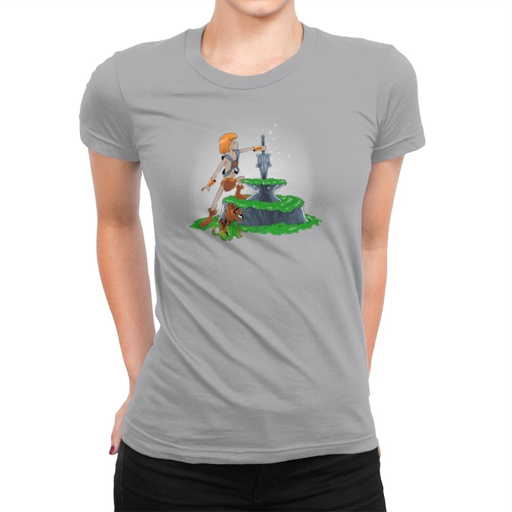 Power Sword and the Stone Exclusive - Womens Premium T-Shirts RIPT Apparel Small / Heather Grey