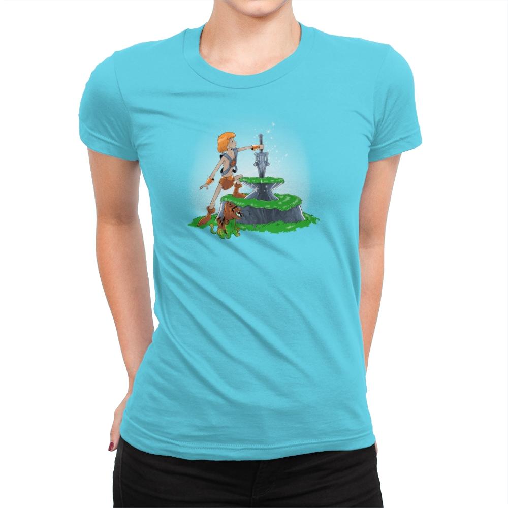 Power Sword and the Stone Exclusive - Womens Premium T-Shirts RIPT Apparel Small / Tahiti Blue