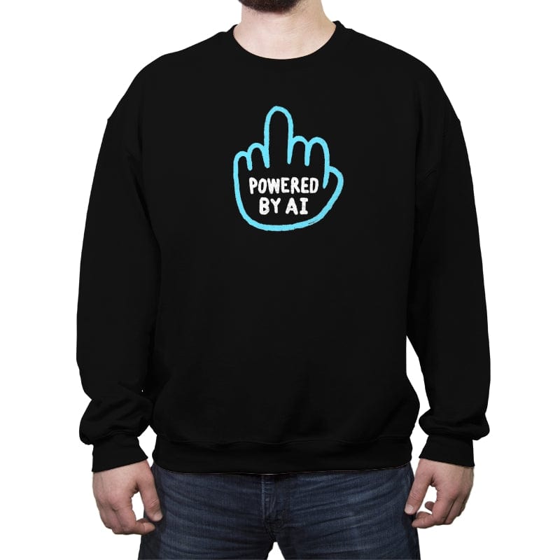 Powered by AI. - Crew Neck Sweatshirt Crew Neck Sweatshirt RIPT Apparel Small / Black