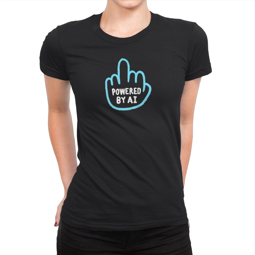 Powered by AI. - Womens Premium T-Shirts RIPT Apparel Small / Black